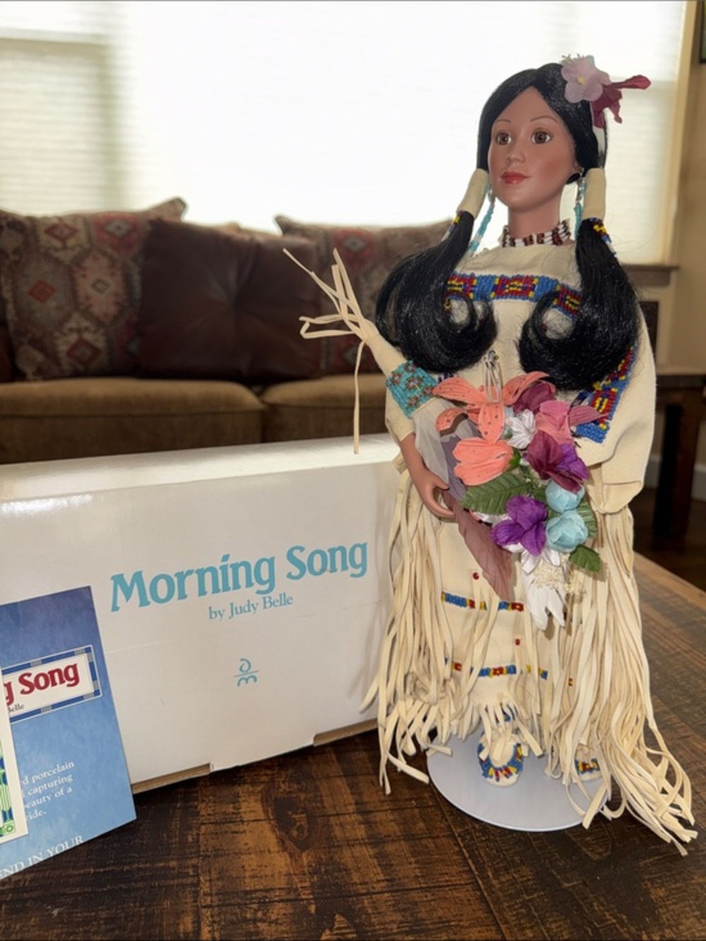 Morning Song Porcelain Native American Doll by - Cream & Black